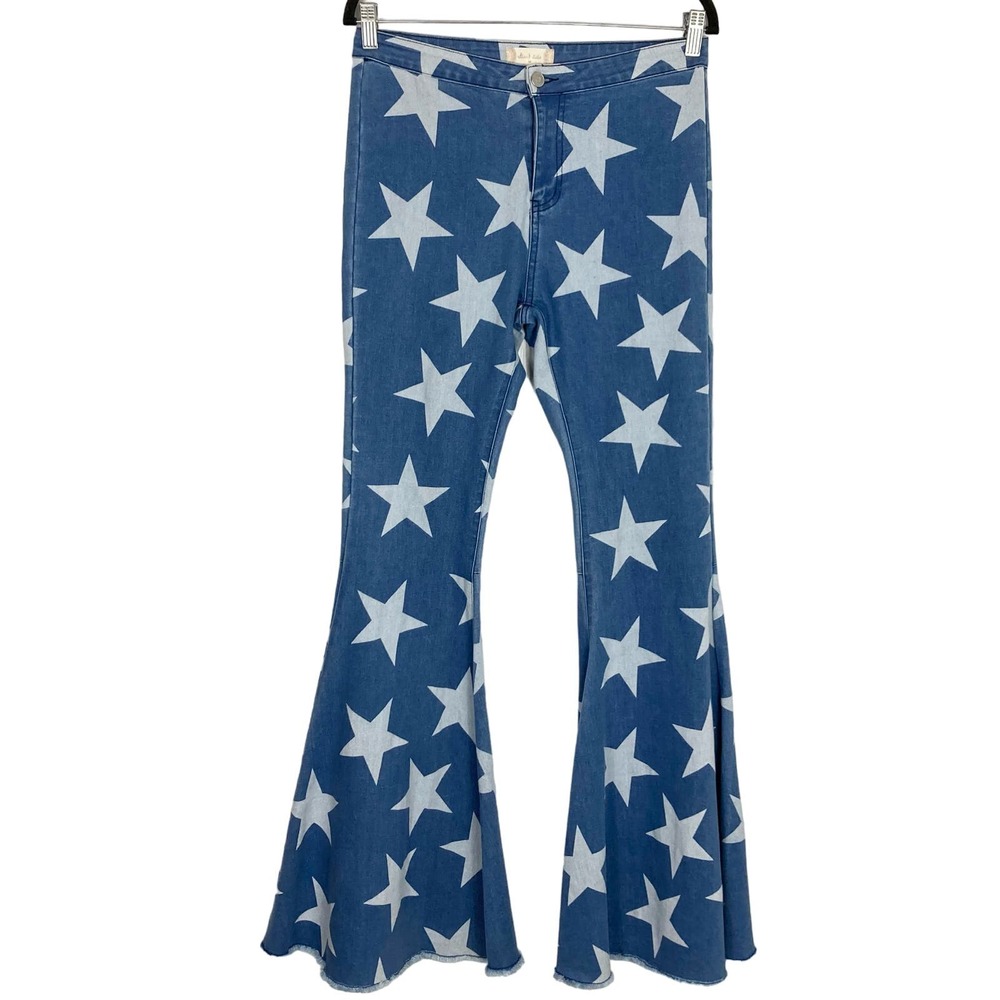 Altar'd State Blue Star-Print Flared Jeans